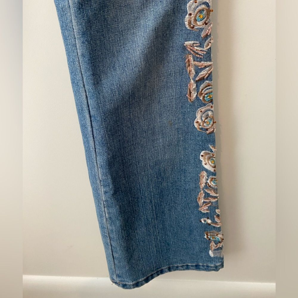 Vintage Y2K Low Rise Flare Jeans Embellished Beaded Embroidered Fairy Boho 27 - Picture 9 of 16